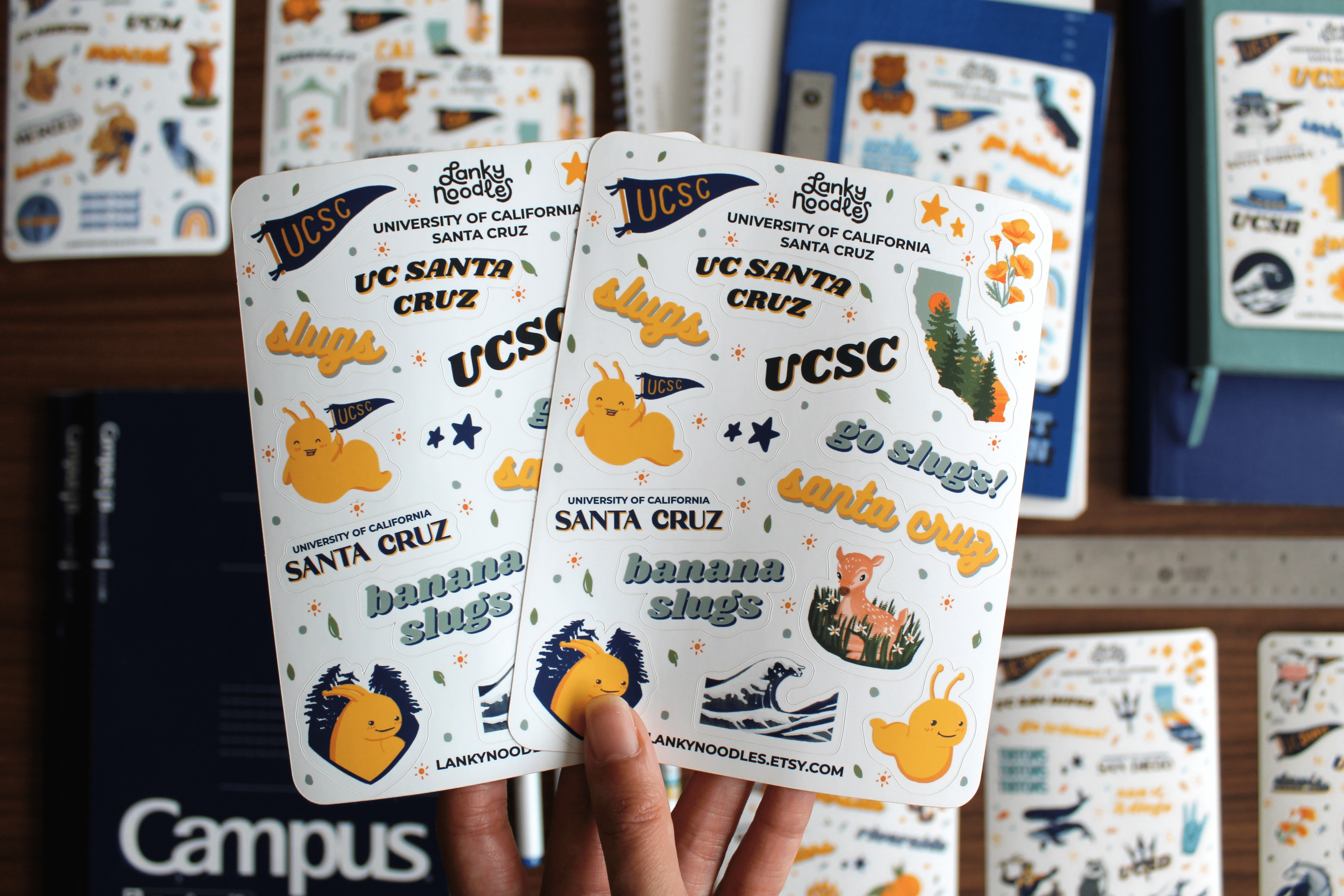 UC Santa Cruz Sticker Sheet Lanky Noodles