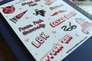 Texas Tech University Sticker Sheet